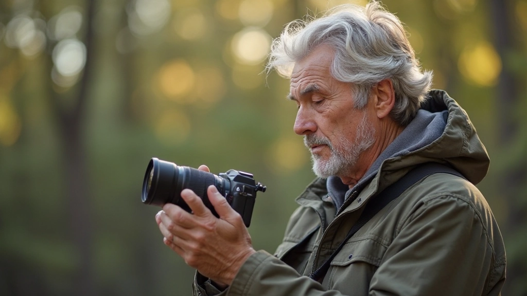 Photographer reviewing images on camera display during outdoor photo walk session