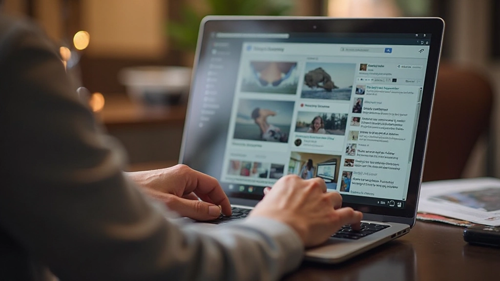 Laptop screen showing photography community forum or discussion board with multiple user comments and shared images