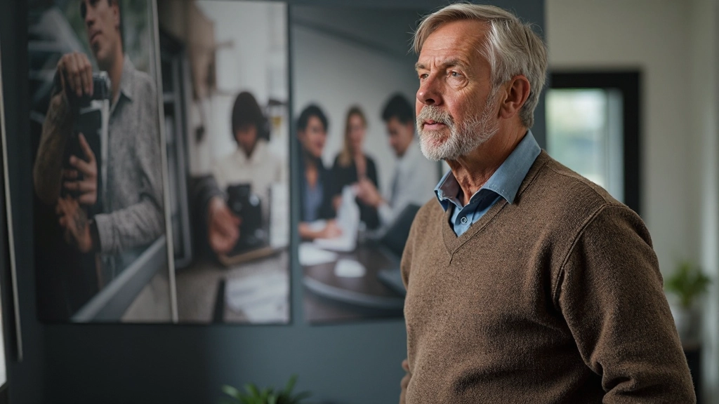 Professional photographer pointing out specific compositional elements and focal points in landscape photograph during one-on-one critique session