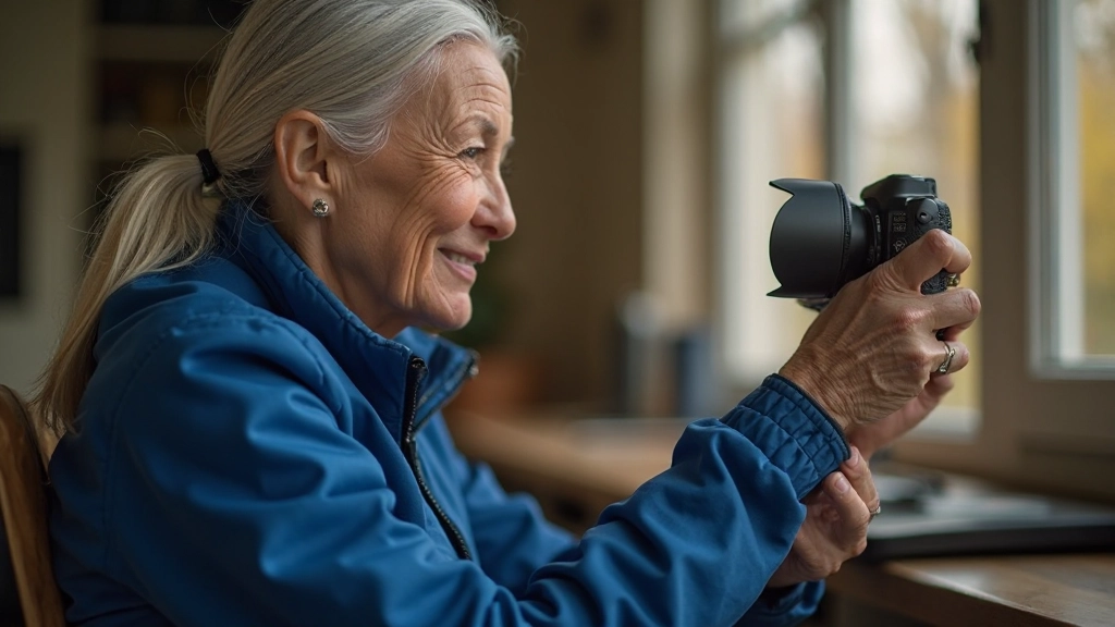 Multiple photographers looking at camera screen together during club session discussing technical settings and composition choices